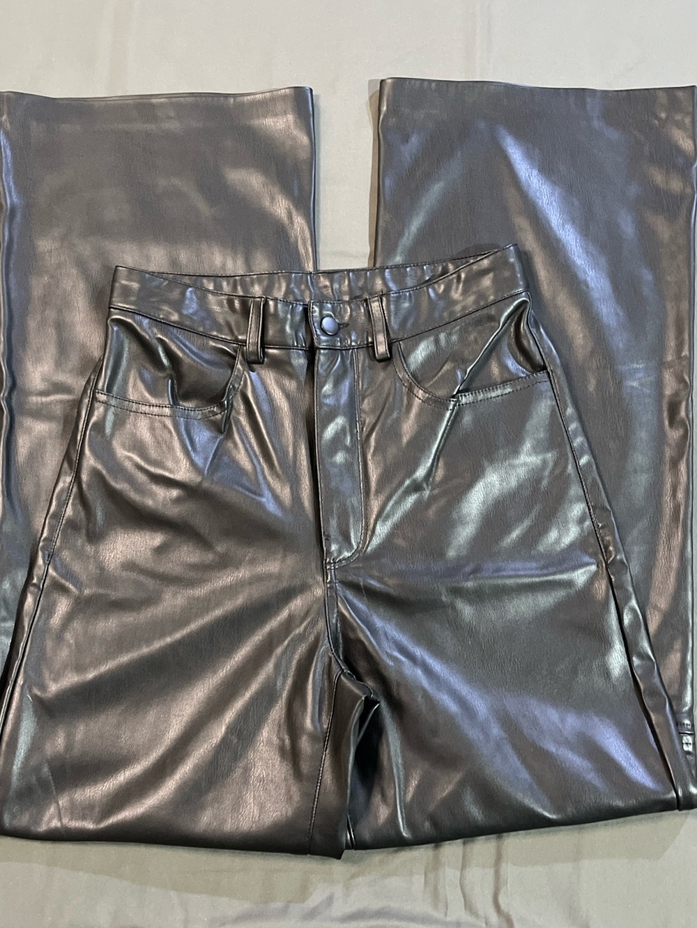 H&M Faux Leather, Pleather Pants, Black, Lined, Sz 4